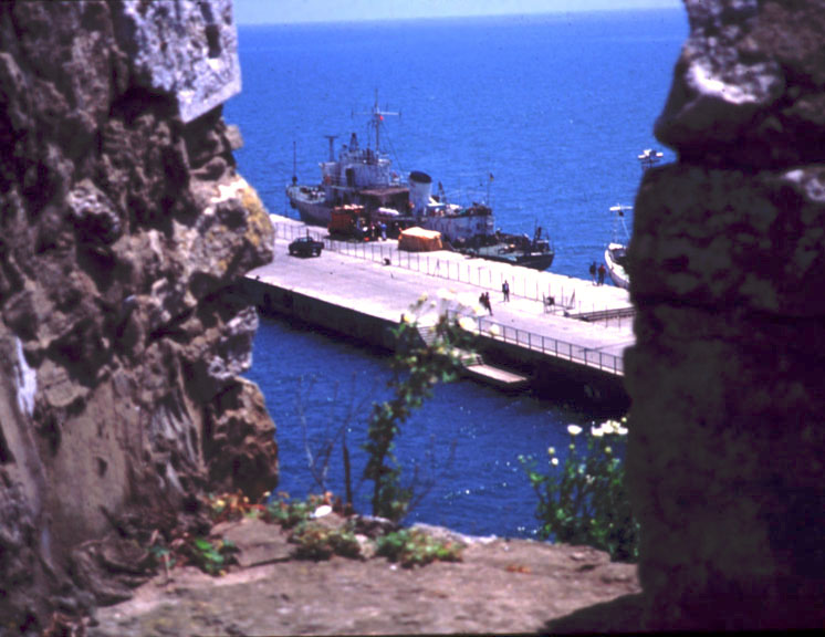 Sinop, our exit port from Turkey. There's our boat Mitch, former Russian sub tracker converted to orange hauler on the 'Missles to Cucumbers' program.