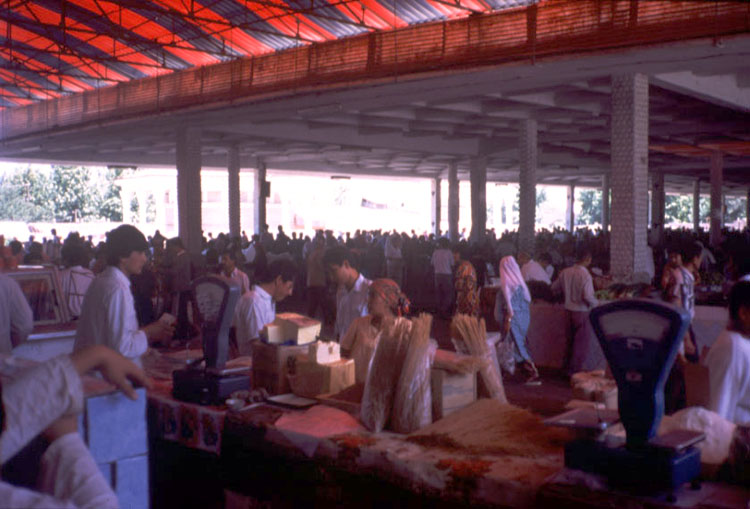 The market in Buchara. Plenty of food volume and variety, unlike the standard Soviet store which stocked about 10 items, 4 of which were edible.